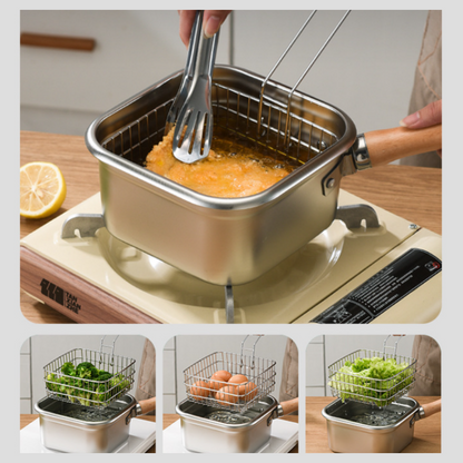 🫕Multifunktionell stekhällssats - stekpanna, kokare, färskhållning och grönsakstvätt