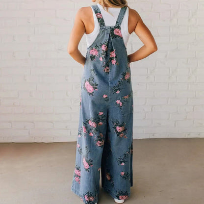🔥 50% RABATT på utvalda produkter💖Avslappnad jumpsuit i tryckt denim för kvinnor
