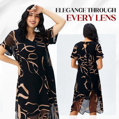 👗 50% RABATT NU! 🎀 Böljande V-ringad tryckt långklänning – Mjukt, luftig & romantisk – Perfekt för sommaren, stranden eller en kvällspromenad – böljande siluett med elegant fall ✨🌸