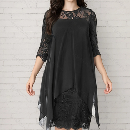 👗 50% RABATT! ✨ Elegant Spetsklänning med Hög Låg Fåll – Trendig & Sofistikerad – Perfekt för Bröllop, Fester & Speciella Tillfällen 🌸