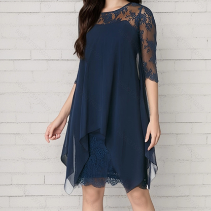 👗 50% RABATT! ✨ Elegant Spetsklänning med Hög Låg Fåll – Trendig & Sofistikerad – Perfekt för Bröllop, Fester & Speciella Tillfällen 🌸