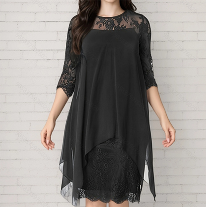 👗 50% RABATT! ✨ Elegant Spetsklänning med Hög Låg Fåll – Trendig & Sofistikerad – Perfekt för Bröllop, Fester & Speciella Tillfällen 🌸
