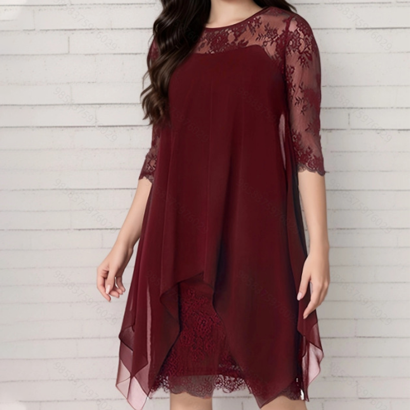 👗 50% RABATT! ✨ Elegant Spetsklänning med Hög Låg Fåll – Trendig & Sofistikerad – Perfekt för Bröllop, Fester & Speciella Tillfällen 🌸
