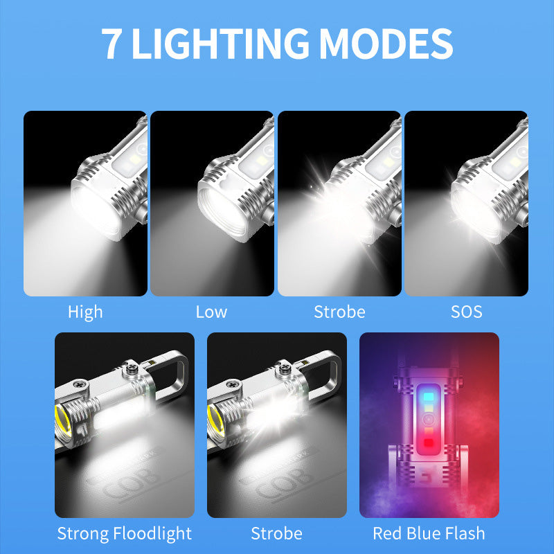 🔦55 % rabatt🔥Bärbar uppladdningsbar ljus nyckelring ficklampa