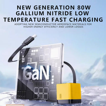 🔥3-in-1-GaN-Ladegerät, 80 W MAX skalierbares Schnelllademodul mit Typ-C-Kabel und 2 USB-Anschlüssen