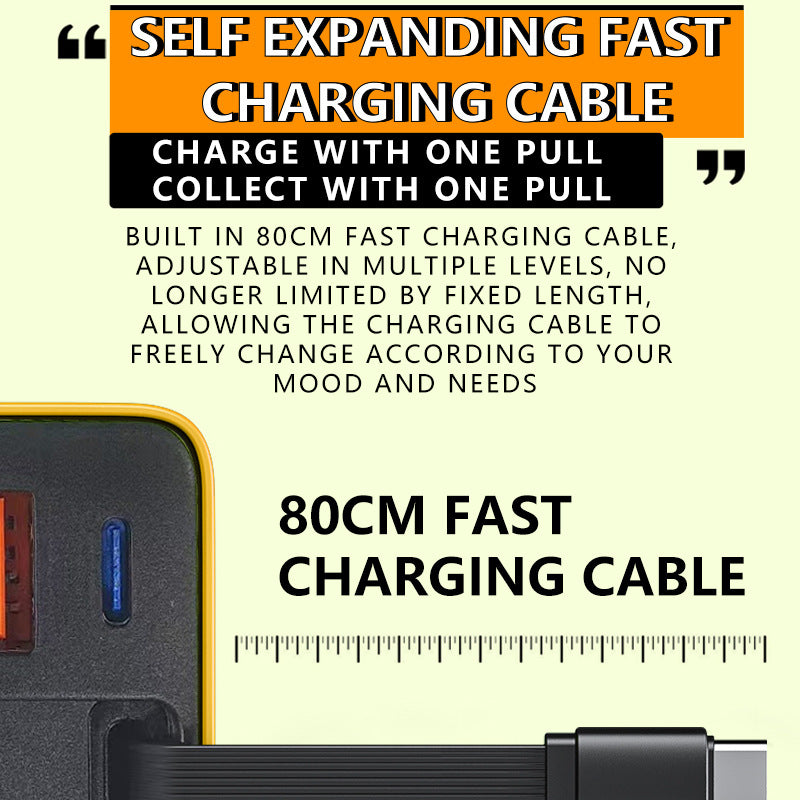 🔥3-in-1-GaN-Ladegerät, 80 W MAX skalierbares Schnelllademodul mit Typ-C-Kabel und 2 USB-Anschlüssen