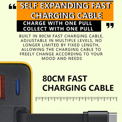 🔥3-in-1-GaN-Ladegerät, 80 W MAX skalierbares Schnelllademodul mit Typ-C-Kabel und 2 USB-Anschlüssen