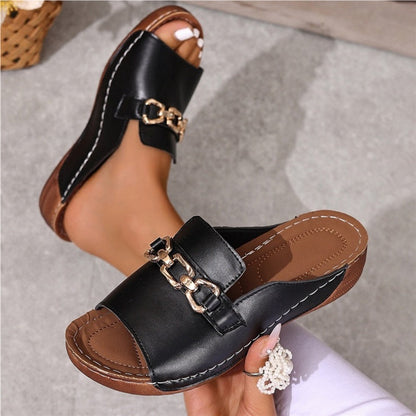 👡✨Ortopediska sandaler med guldspänne