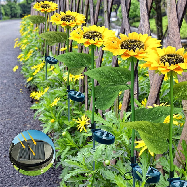 🌻Solros solenergidrivna trädgårdslyktor med LED-belysning