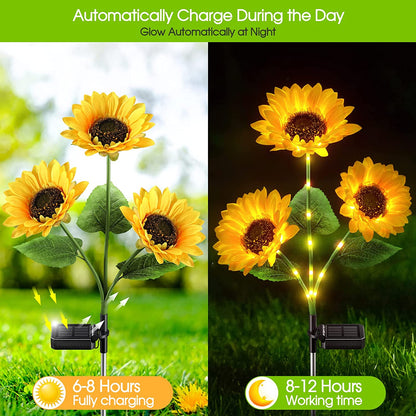 🌻Solros solenergidrivna trädgårdslyktor med LED-belysning