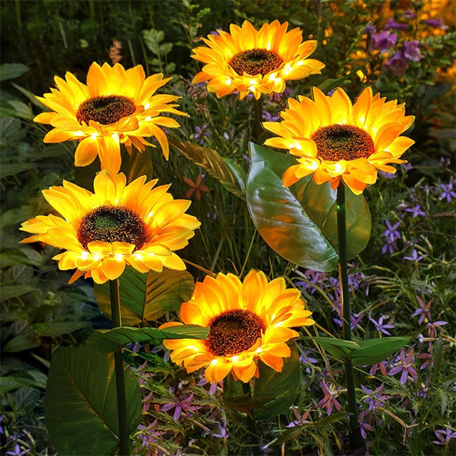 🌻Solros solenergidrivna trädgårdslyktor med LED-belysning