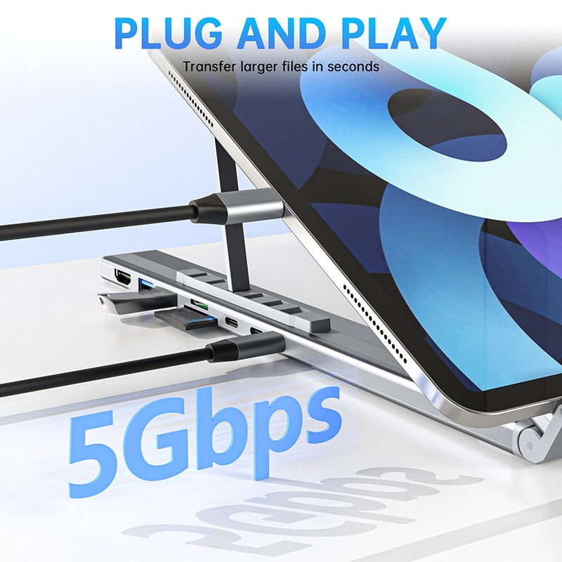 💻 50% RABATT 🔌 | USB-C Dockningsstation med Laptopställ – 8-i-1, 4K HDMI & Snabbladdning