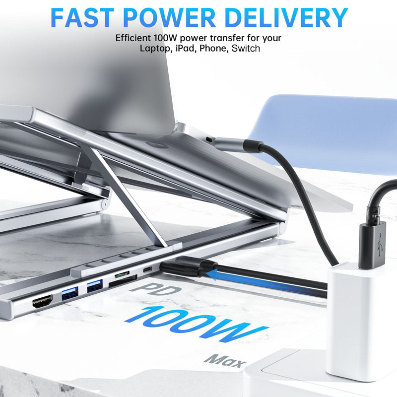 💻 50% RABATT 🔌 | USB-C Dockningsstation med Laptopställ – 8-i-1, 4K HDMI & Snabbladdning