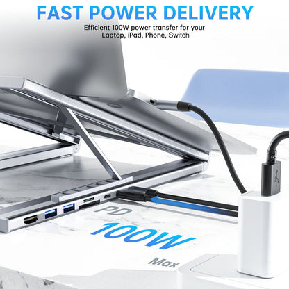 💻 50% RABATT 🔌 | USB-C Dockningsstation med Laptopställ – 8-i-1, 4K HDMI & Snabbladdning