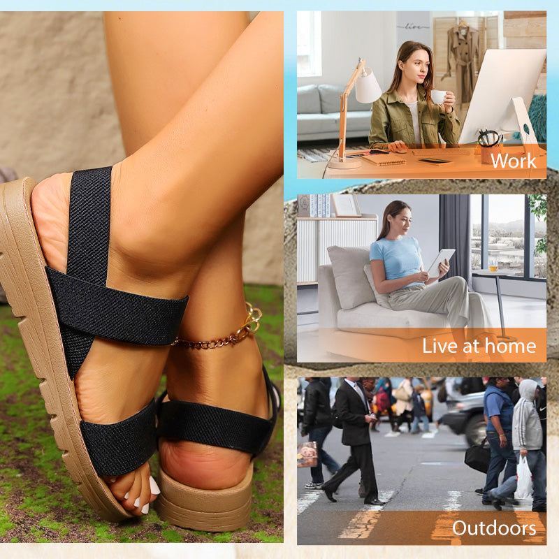 👡 50% RABATT! 🔥 Halkfria Fritidssandaler för Damer med Breda Elastiska Remmar – Bekväm, Stabil & Perfekt För Sommaren ☀️