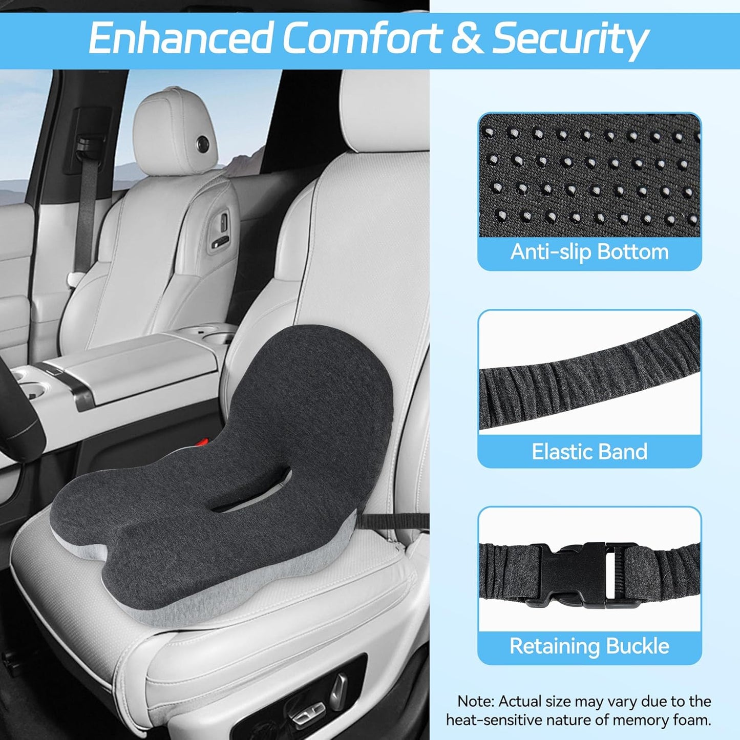 🚗💺 ERGONOMISK BILSTOL – KÖR I KOMFORT HELA DAGEN! ✨ Halkfri minnesskumsits – Formar sig efter din kropp