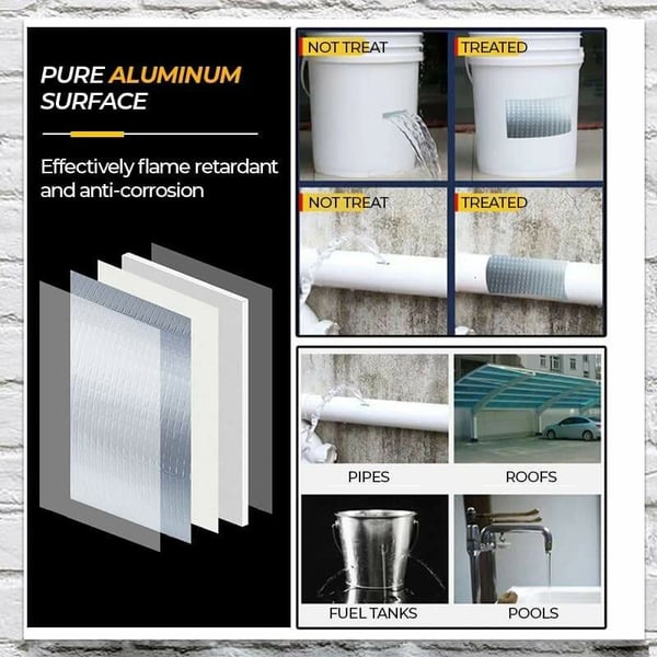 🏠 TIDSBEGRÄNSAT ERBJUDANDE: 50% RABATT! ✨ Superstark Vattentät Butyltejp – Aluminiumfolie, -40℃~120℃, Tål 3 bar Tryck 🛠️