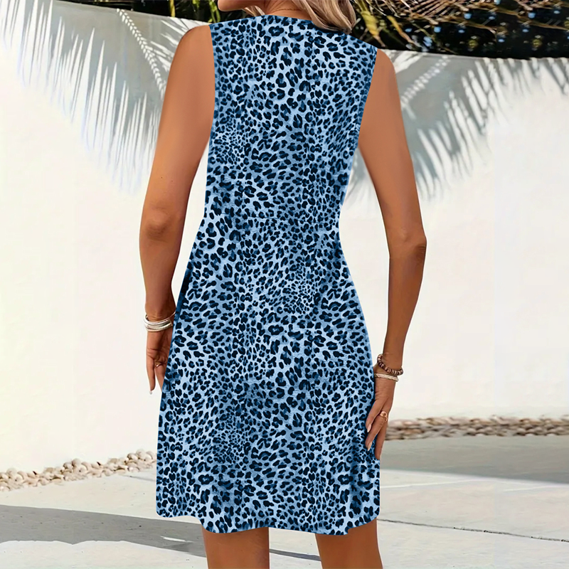 🐆 TIDSBEGRÄNSAD 50% RABATT! ✨ Damklänning med V-ringning och leopardmönster – Djärv, Smickrande, Mångsidigt 🌟