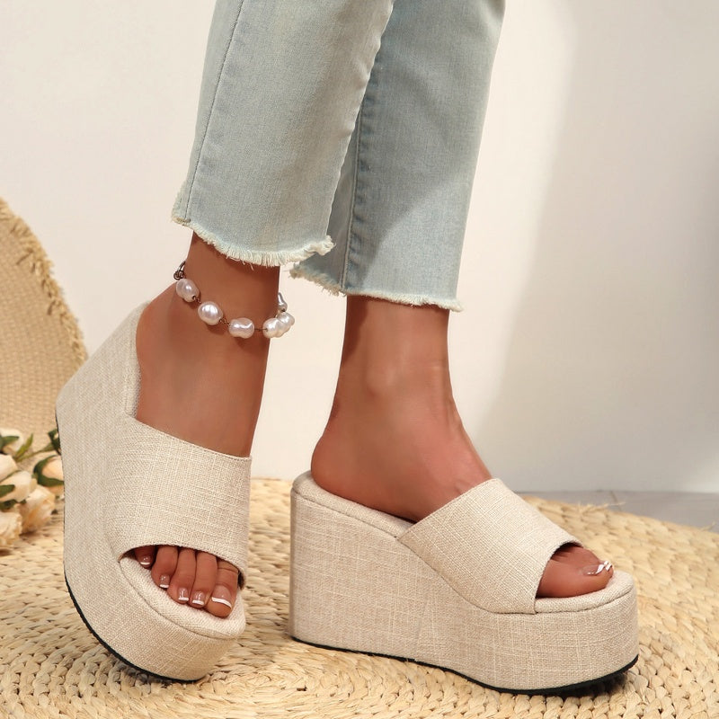 🔥Öppna slip-on-sandaler med kilklack för kvinnor