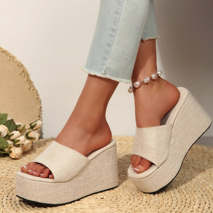 🔥Öppna slip-on-sandaler med kilklack för kvinnor