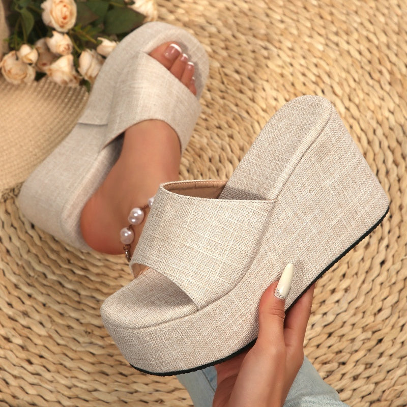 🔥Öppna slip-on-sandaler med kilklack för kvinnor