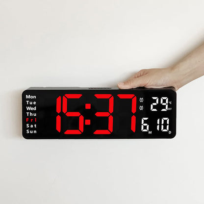 ⚡13" stor digital klocka med temperatur, datum, automatisk sommartid, nattbelysning, automatisk ljusstyrka