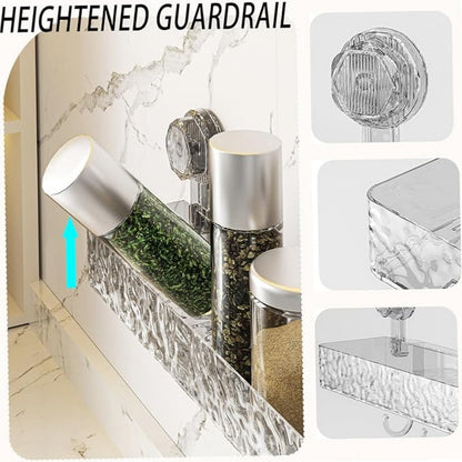 🔥Väggmonterad avtagbar sugkoppshylla med krokar