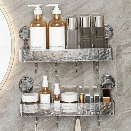 🔥Väggmonterad avtagbar sugkoppshylla med krokar