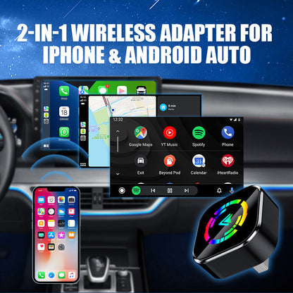 🔥Rea, 50% rabatt🔥 2-i-1 trådlös adapter för iPhone och Android Auto