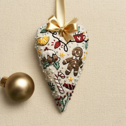 💖DIY hjärtformad handbroderad juldekoration/dekorationskit