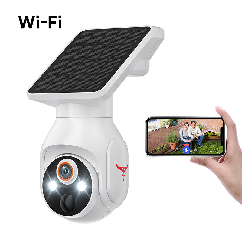 Trådlös soldriven utomhusövervakningskamera, batteridriven WiFi, 1080P, människodetektering, färgmörkerseende, 2.4G WiFi, livevy och molnlagring