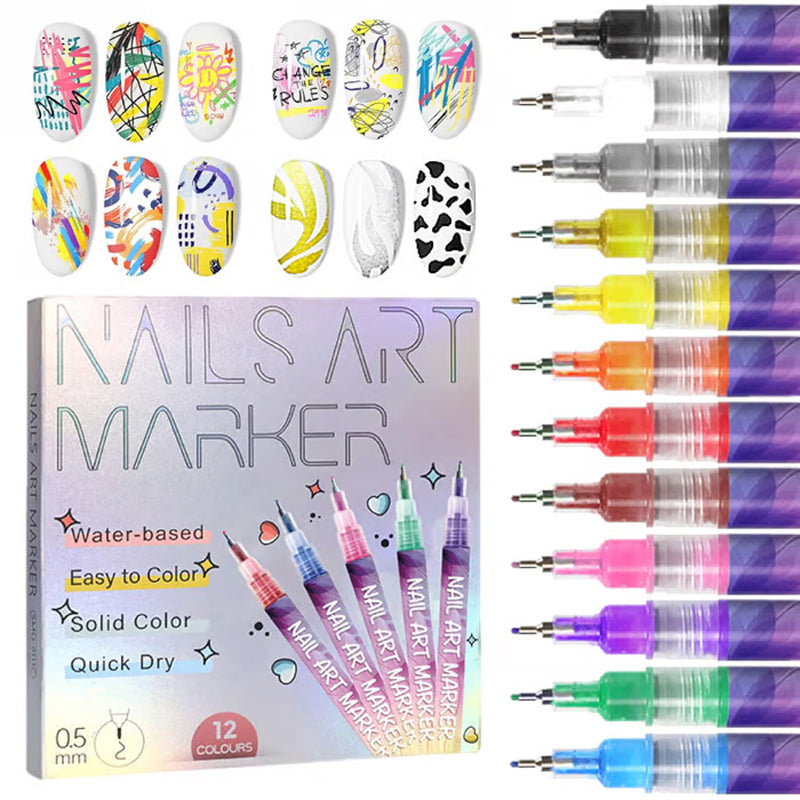 🎁Het rea 50% RABATT⏳12 färger nagelkonstpennor i set
