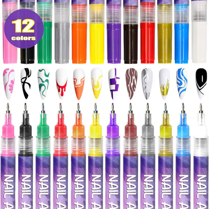 🎁Het rea 50% RABATT⏳12 färger nagelkonstpennor i set
