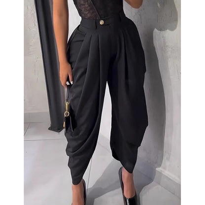 👖 50% RABATT! ✨ Casual Byxor för Damer – Trendig Högmidja & Vida Ben, Bekväm Passform & Perfekt För En Stylad Vardagslook 🌸