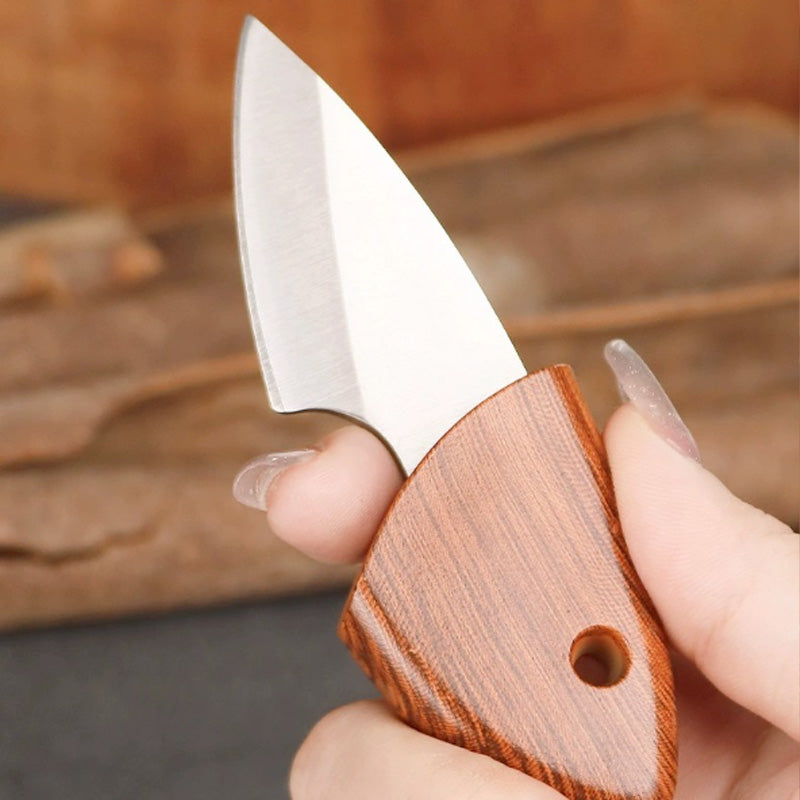 Delfinformad liten kniv i massivt trä