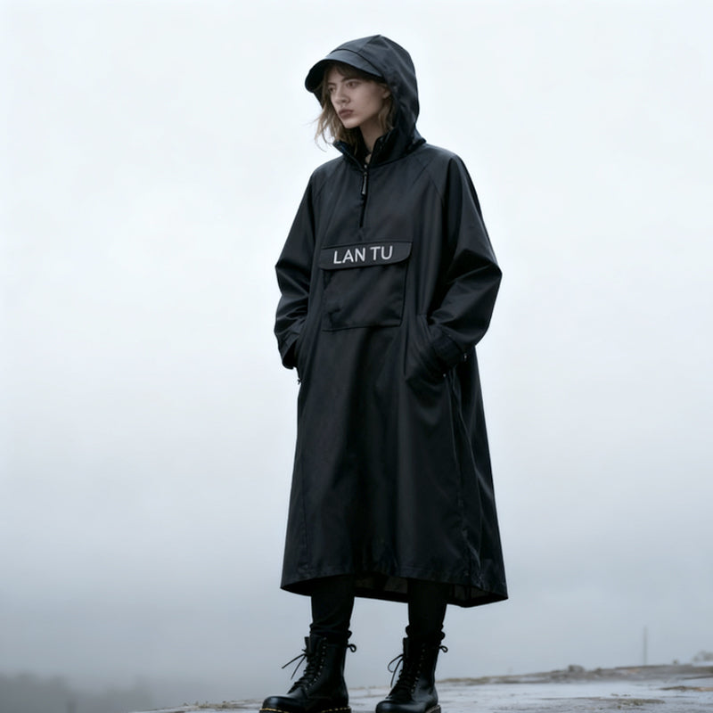 🔥Vattentät lång regnrock med huva för skoter