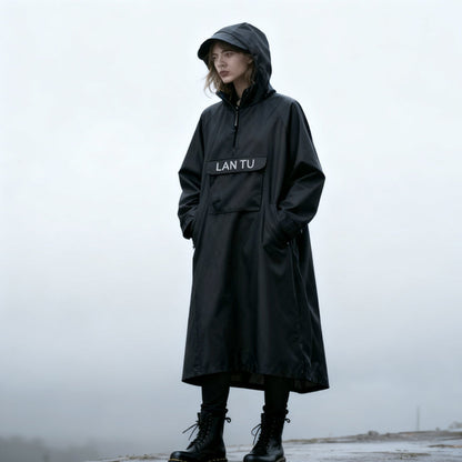 🔥Vattentät lång regnrock med huva för skoter