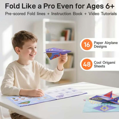 ✈️ 50% RABATT NU! ✨ Kreativt DIY-pappersflygplan - Bygg & Kasta 10 Modeller, Pedagogisk STEM-leksak för Barn 6-12 År 🎯🧠