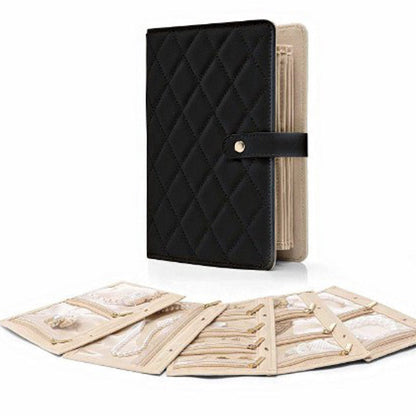 Elegant bärbar förvaringspåse för smycken med rutmönster