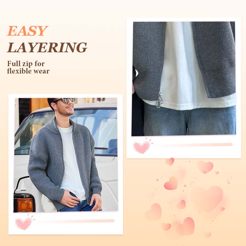 🔥Herrcardigan med hel dragkedja