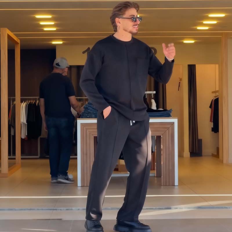 Herrkläder, tvådelat set i bomull med lätt stretch