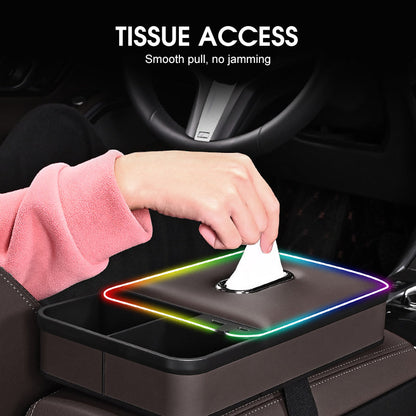 🔥Förvaringslåda i armstödet med LED-belysning