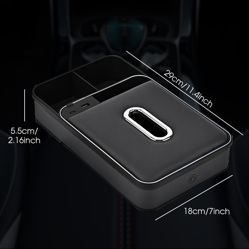 🔥Förvaringslåda i armstödet med LED-belysning