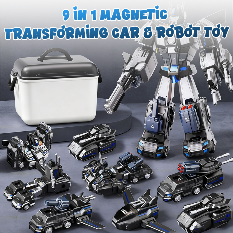 9 i 1 magnetisk transformerande bil och robotleksak