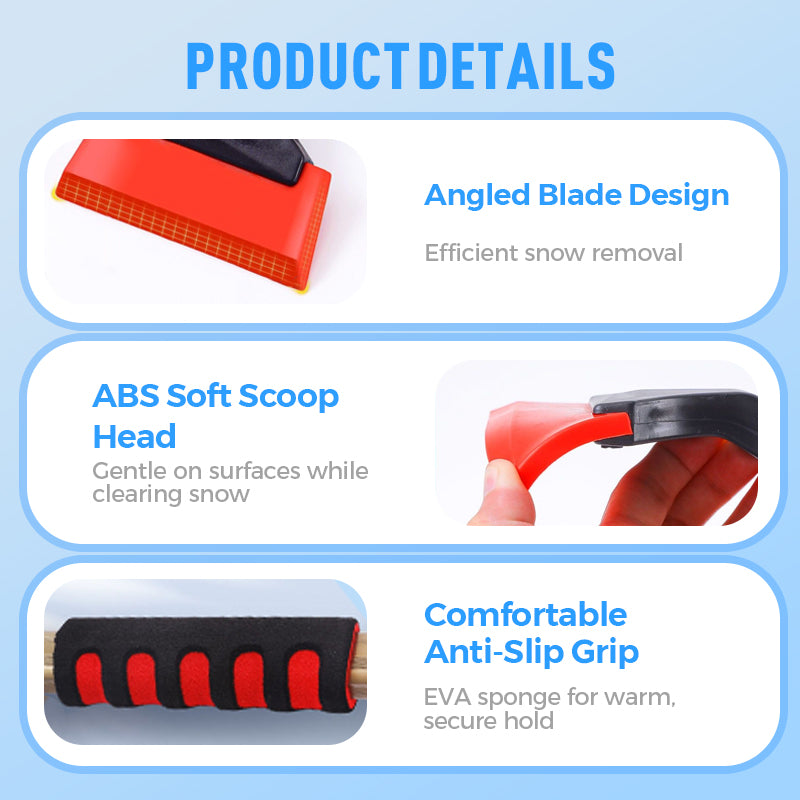 🔥Dubbel huvud snö kvast med is skrapar för bil