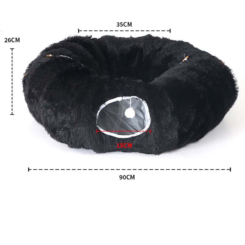 2-in-1 Foldable Indoor Soft Round Cat Tunnel Bed