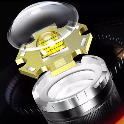 📢📢60 % rabatt – Zoombara ficklampa med 7500 lumen 🔦🏔️ Vattentät IPX7, laddningsbar via USB-C och med powerbank-funktion☀️