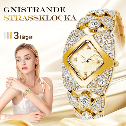 🔥Retro Kvartsklocka med Gnistrande Strass