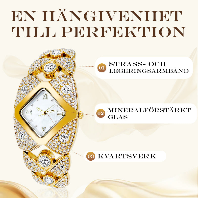 🔥Retro Kvartsklocka med Gnistrande Strass