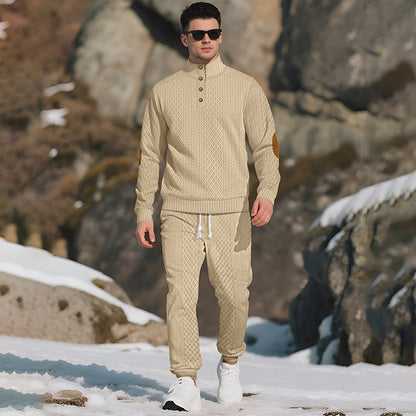 🔥Casual jacquardtröja med ståkrage och byxor med elastiska muddar